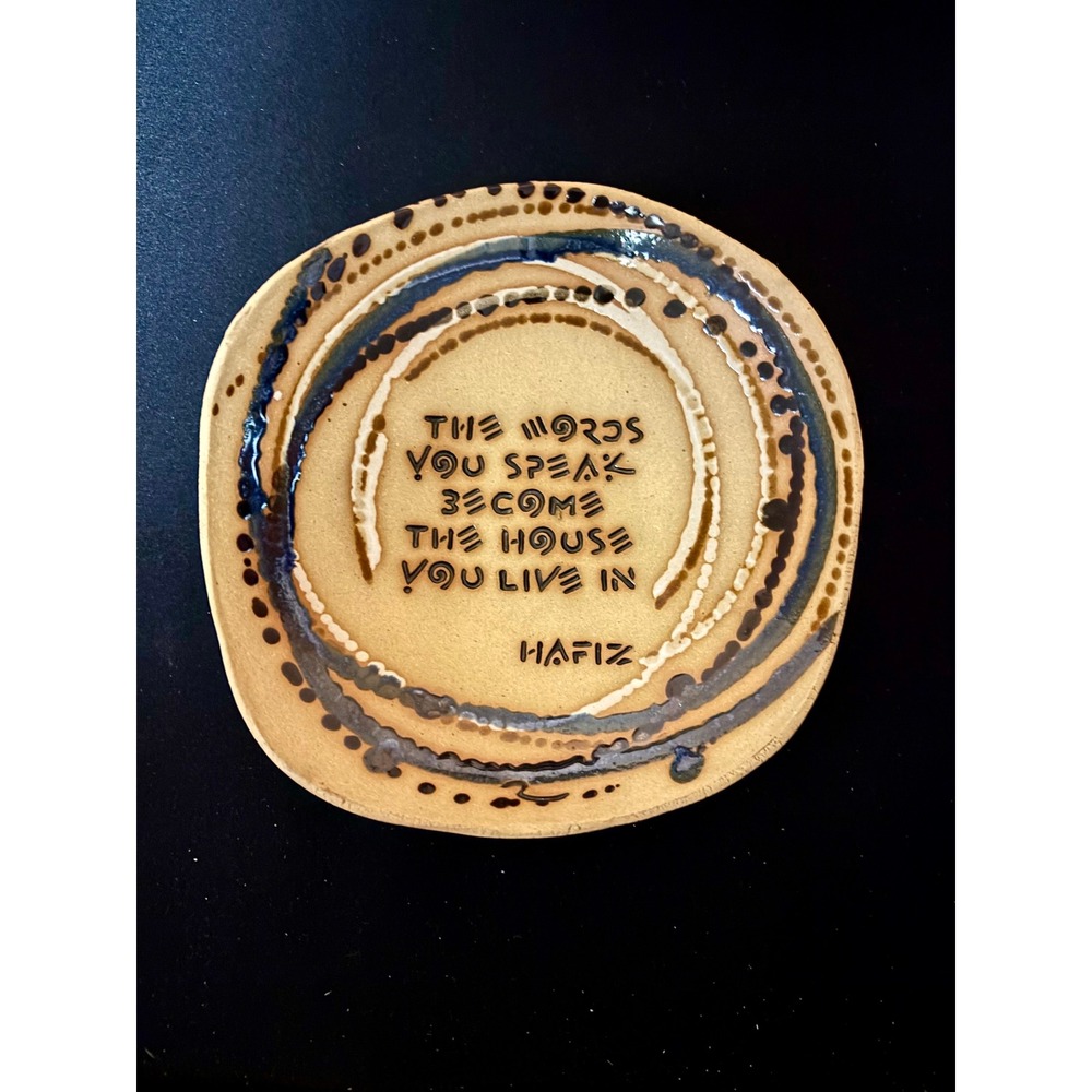 Hafiz Quote Studio Pottery Ceramic Bowl Inspirational Trinket Dish 5.5"